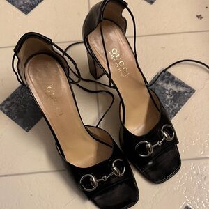 Gucci Women's Black Leather Block Heels